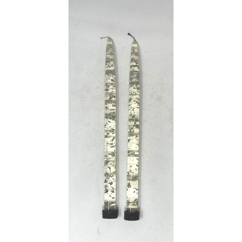 2 Vtg MCM Lucite Acrylic 11" Clear Taper Vintage Candles Clear Silver Gold Fleck